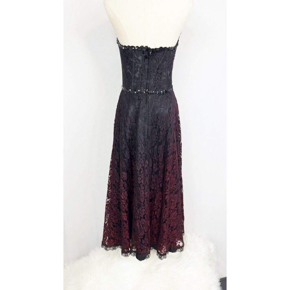 Vintage Gunne Sax | Black and Burgundy Ombre Lace Dress | Prom Formal | Sz XS - Picture 2 of 6